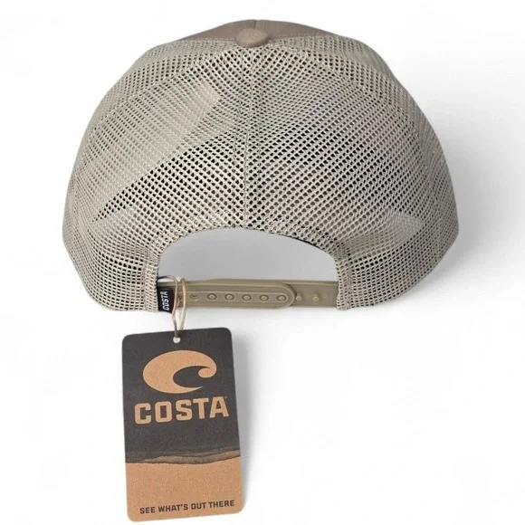 Costa Del Mar Trucker Hat Snapback Tan Mesh Adjustable Fish Catch & Release NWT - Picture 6 of 8